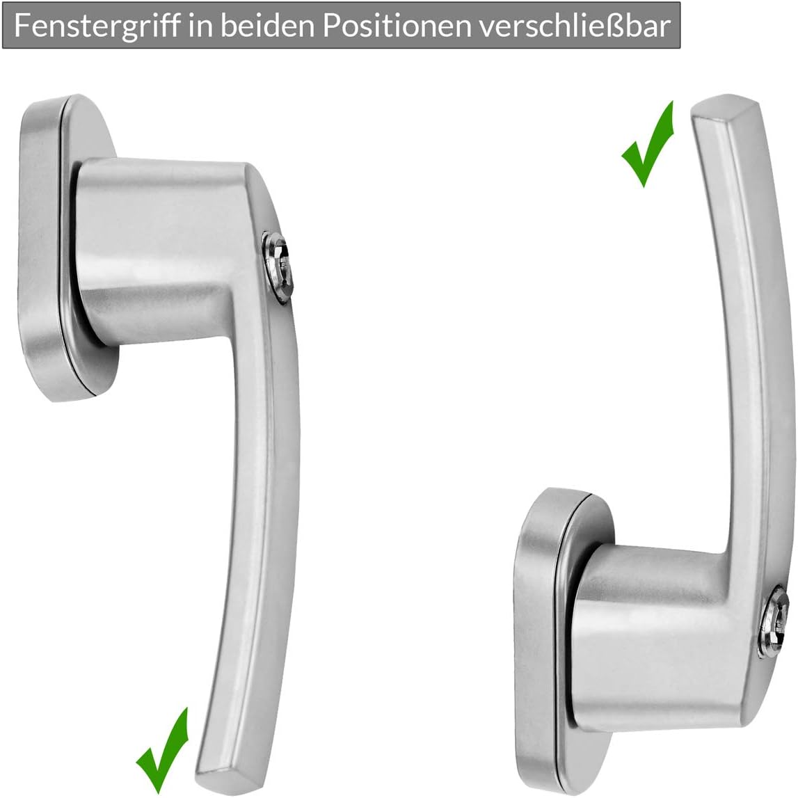 MONZANA® 10x Fenstergriffe Abschließbar mit Schloss Kindersicherung Silber 35mm Stiftlänge 2 Schlüssel Fensterbeschlag Balkon Türgriff Einbruchschutz — Ansicht 4