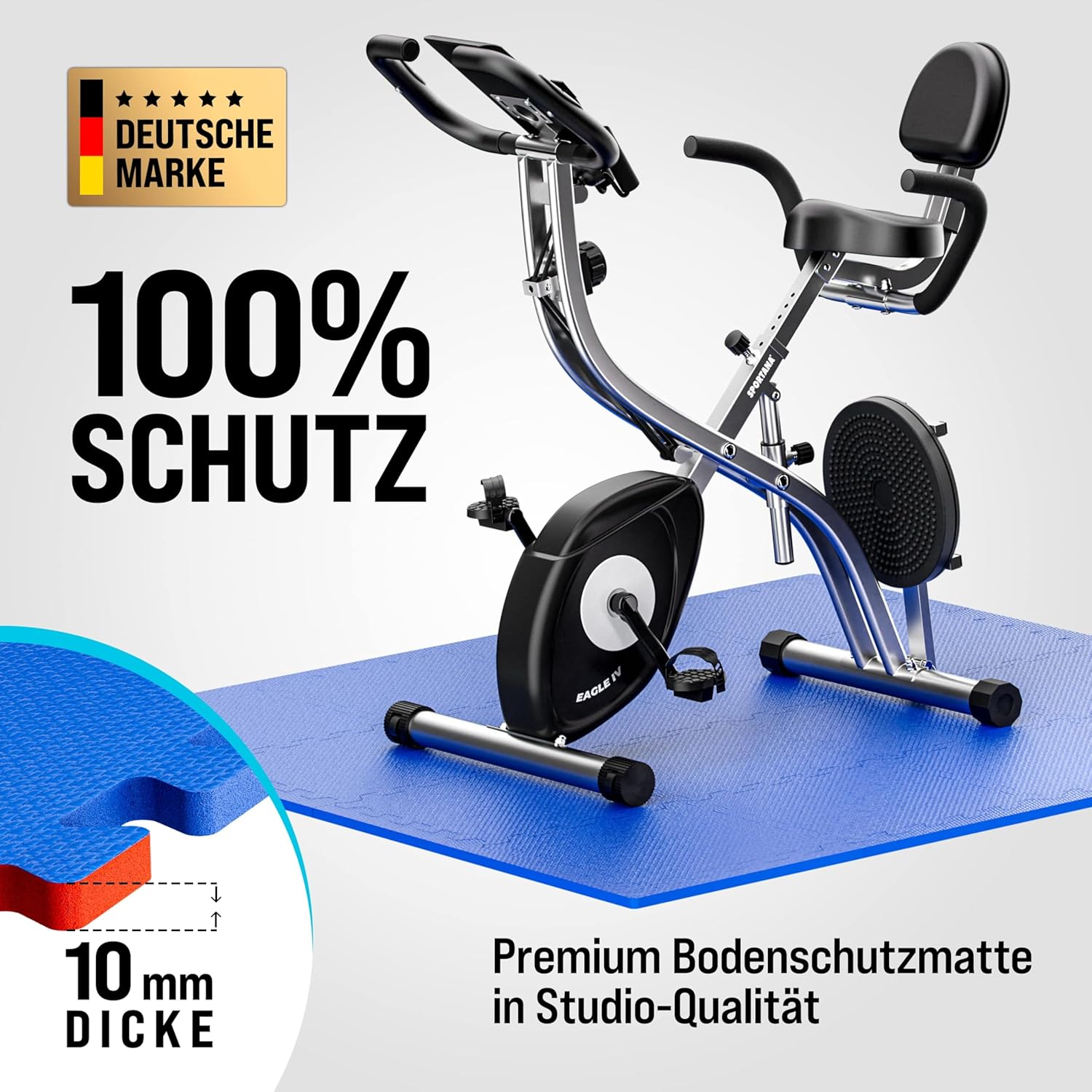 MONZANA® 16x Bodenschutzmatte für Pool & Fitness 45x45cm rutschfest Fitnessgerät Wärmeisolierend Eva-Schaumstoff Erweiterbar Unterlage Blau — Ansicht 3