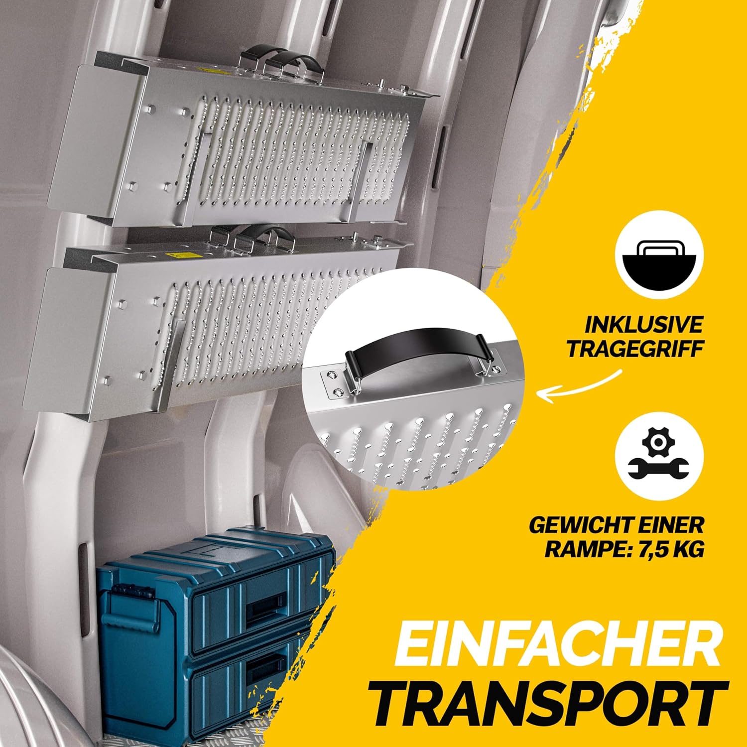 MONZANA® 2X Auffahrrampe 400kg (je 200kg) klappbar Laderampe verzinkter Stahl rutschfeste Oberfläche Auffahrschiene Verladerampe PKW Verladeschiene — Ansicht 6