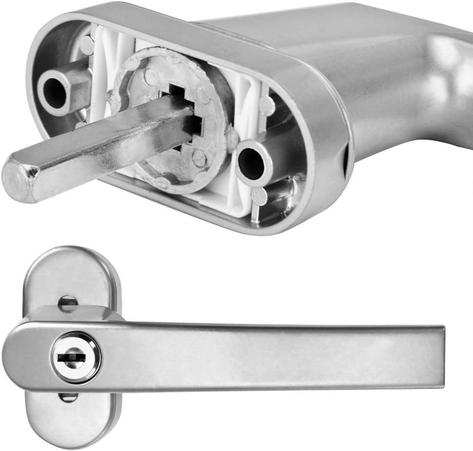 MONZANA® 2X Fenstergriffe Abschließbar mit Schloss Kindersicherung Silber 35mm Stiftlänge 2 Schlüssel Fensterbeschlag Balkon Türgriff Einbruchschutz — Ansicht 2