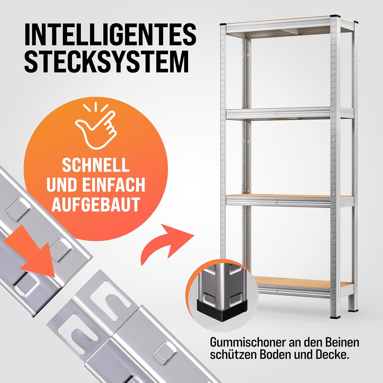 Monzana® 2X Schwerlastregal 170x75x30cm 560kg 4 MDF-Platten Regal Lagerregal Kellerregal Steckregal Werkstattregal — Ansicht 3