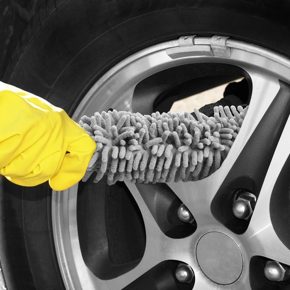 Monzana® 3er Set Mikrofaser Felgenbürste mit Soften Borsten Felgenreiniger schonend & weich für Stahlfelgen Alufelgen Auto Felgen Reinigungsbürste Bürste — Ansicht 6