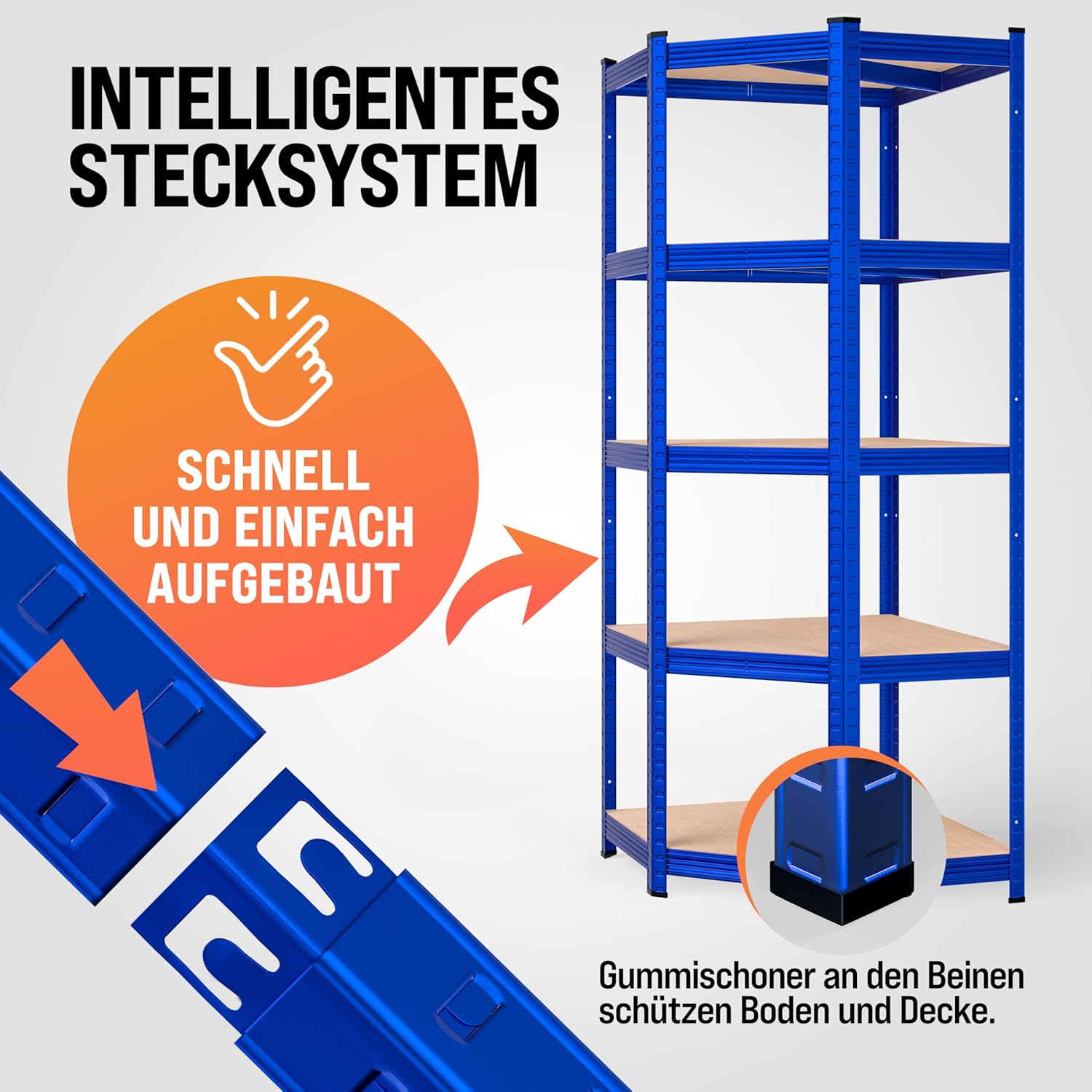 Monzana® 3er Set Schwerlastregal Eckregal 2625 kg 15 MDF-Platten Regal Lagerregal Kellerregal Steckregal Werkstattregal Regalsystem Blau — Ansicht 5