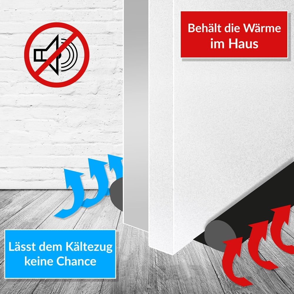 Monzana® 3X Zugluftstopper für Türen 92cm Doppeldichtung Luftzugstopper Windstopper Schwarz Zuschneidbar Haustür Lärmschutz Isolierung Kälte Polyester — Ansicht 2