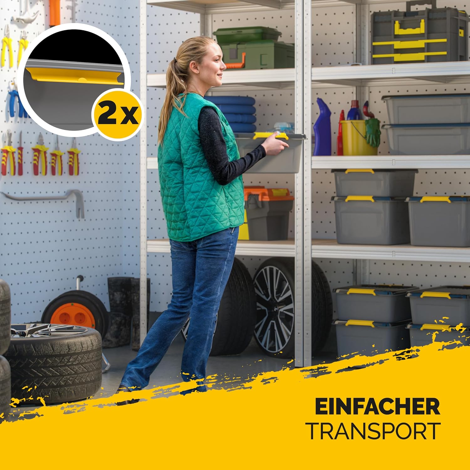 Monzana® 4x Aufbewahrungsbox 40L mit Deckel 40kg belastbar Kunststoff BPA frei Klickverschluss stabil flexibel stapelbar blickdicht Keller Garage Box — Ansicht 3