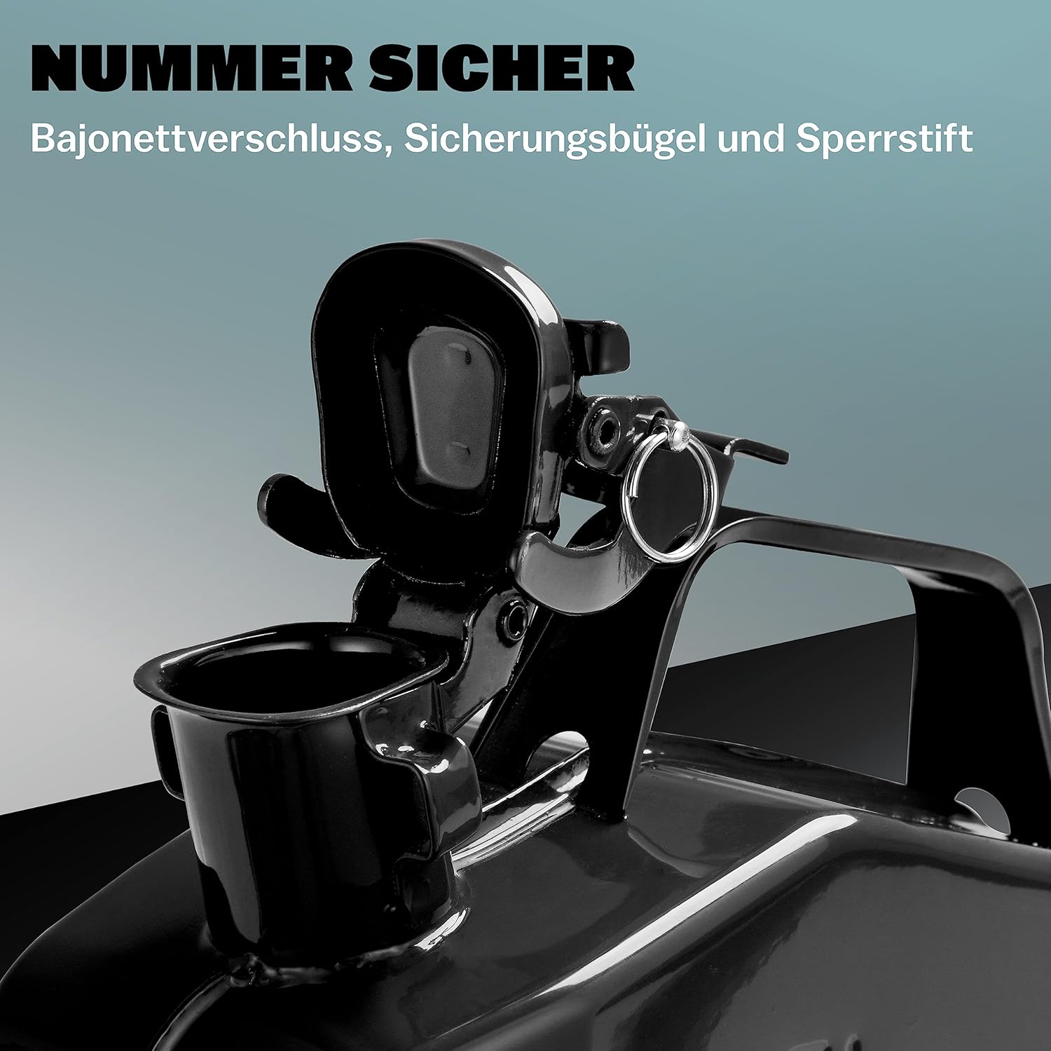 MONZANA® 5 L Kanister Stahl Sicherheitsbügel UN-Zulassung Benzinkanister Metall Diesel Kanister Behälter Stahl Kraftstoffkanister — Ansicht 3