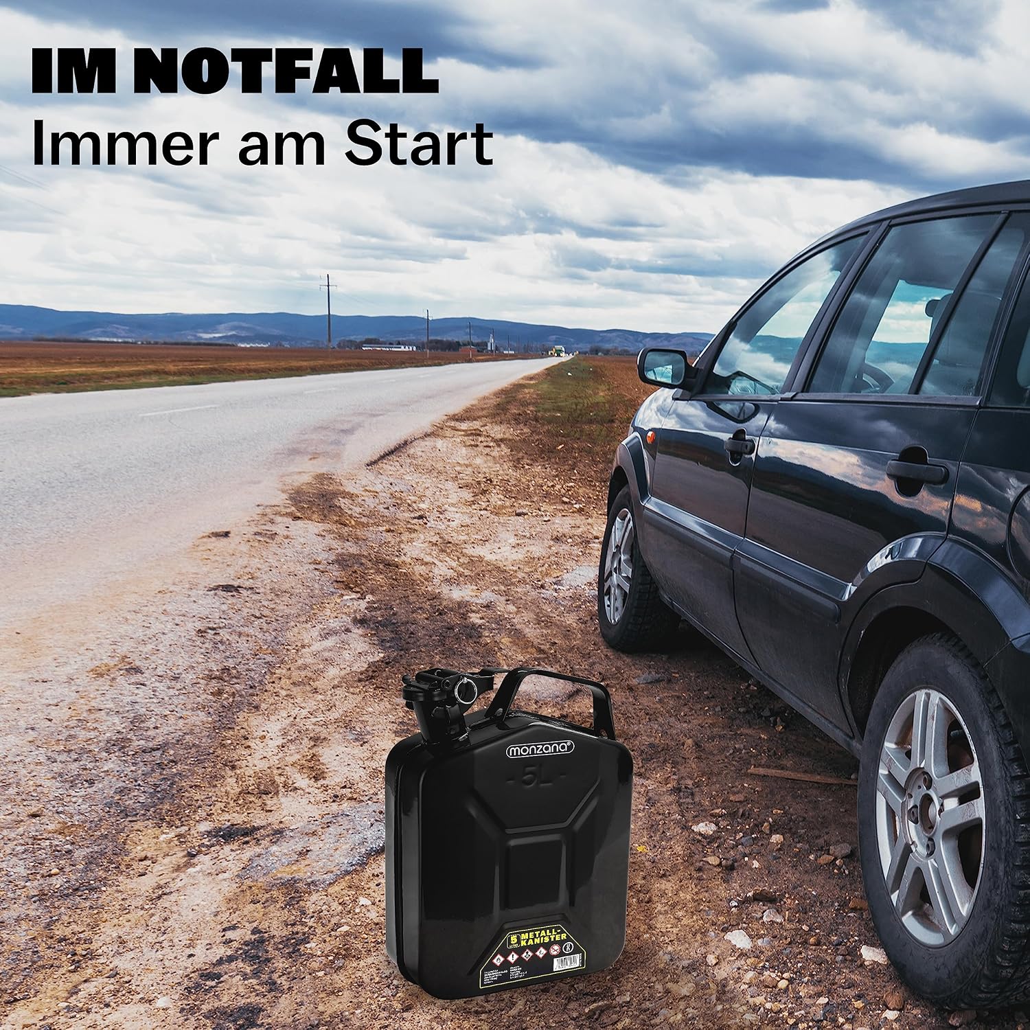 MONZANA® 5 L Kanister Stahl Sicherheitsbügel UN-Zulassung Benzinkanister Metall Diesel Kanister Behälter Stahl Kraftstoffkanister — Ansicht 5