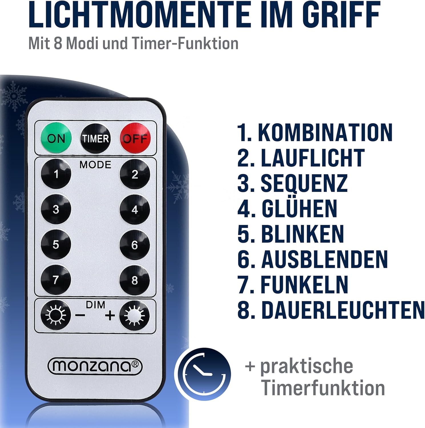 Monzana® 600 LED Lichterkette 60m mit Fernbedienung Timerfunktion 8 Leuchtmodi Dimmbar IP44 Stecker Weihnachten Außen Innen Weihnachtsbeleuchtung Kaltweiß — Ansicht 5
