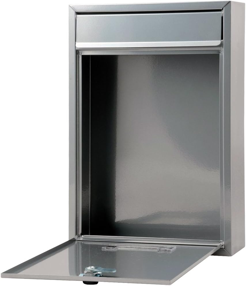 MONZANA® 6X Briefkasten Silber inkl. 2 Schlüssel Namensschild abschließbar Mailbox Briefkastenanlage Postkasten Stahl — Ansicht 2