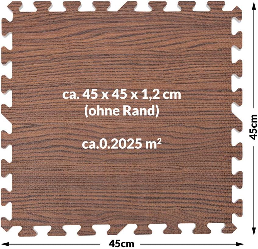 Monzana® 8X Bodenschutzmatte 45x45cm rutschfest Boden Wasserfest Fitness Schutzmatte Unterlegmatte Puzzlematte Erweiterbar Laminatoptik — Ansicht 4