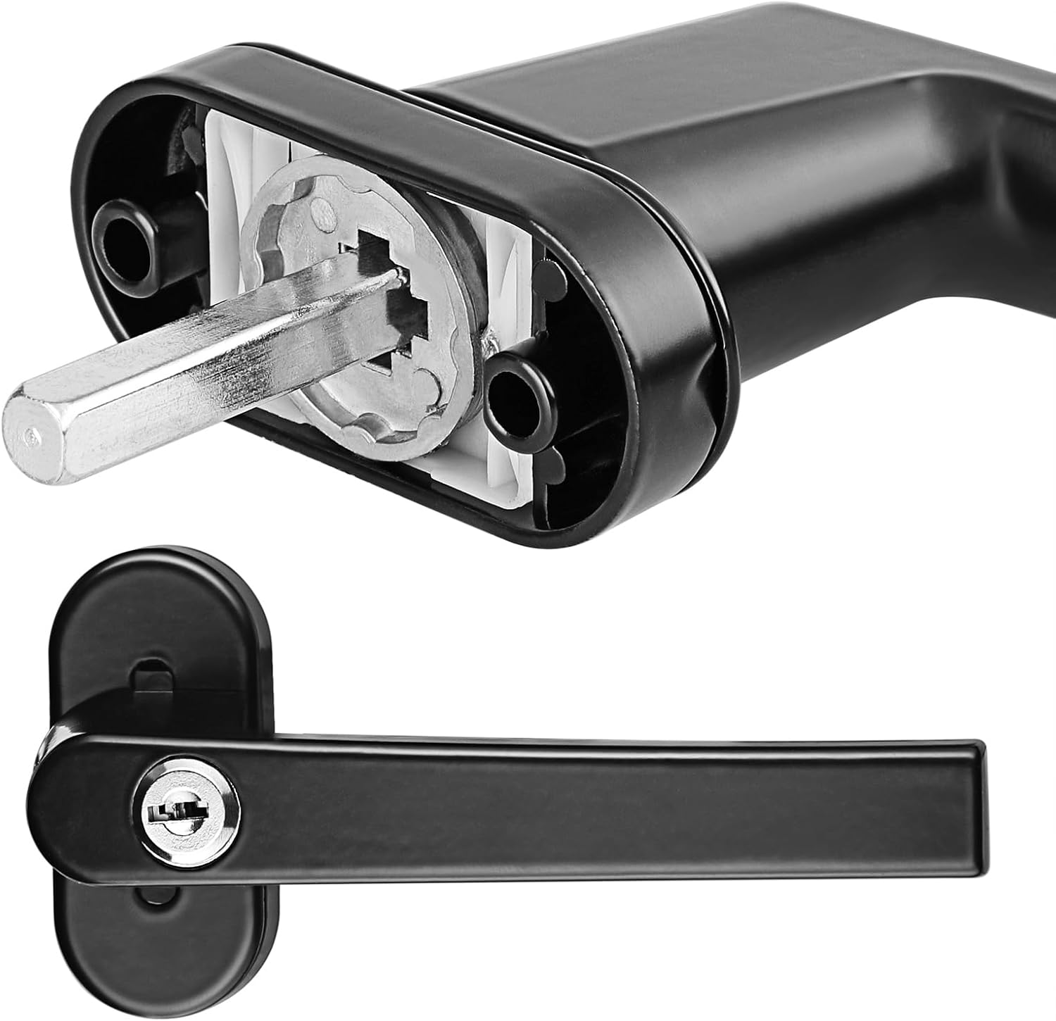 MONZANA® 8X Fenstergriffe Abschließbar mit Schloss Kindersicherung Silber 35mm Stiftlänge 2 Schlüssel Fensterbeschlag Balkon Türgriff Einbruchschutz — Ansicht 2