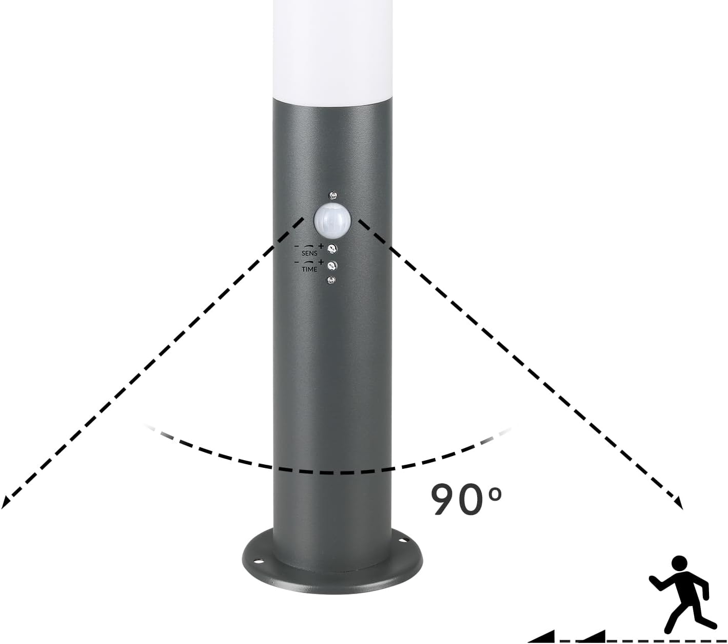 Monzana® Außenlampe mit Bewegungssensor Edelstahl 50cm Hoch E27 Fassung IP44 Wegeleuchte Garten Leuchte Beleuchtung für Außen Boden Outdoor Anthrazit — Ansicht 5