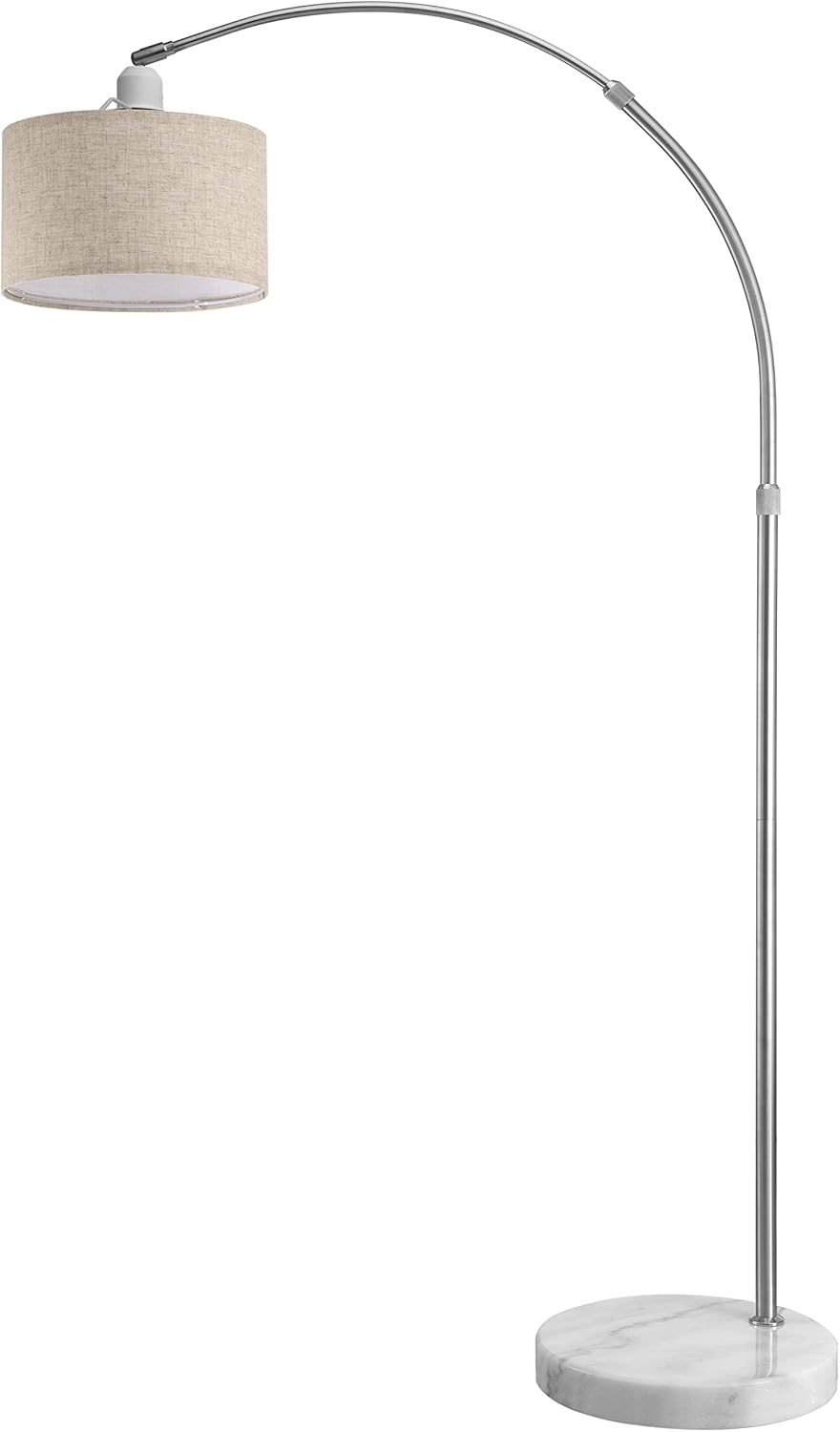 MONZANA® Bogenlampe Stoffschirm Marmorfuß 150-175 cm Höhenverstellbar Fußschalter Schwenkbar E27 Wohnzimmer Schlafzimmer Stehlampe Standleuchte Leinen