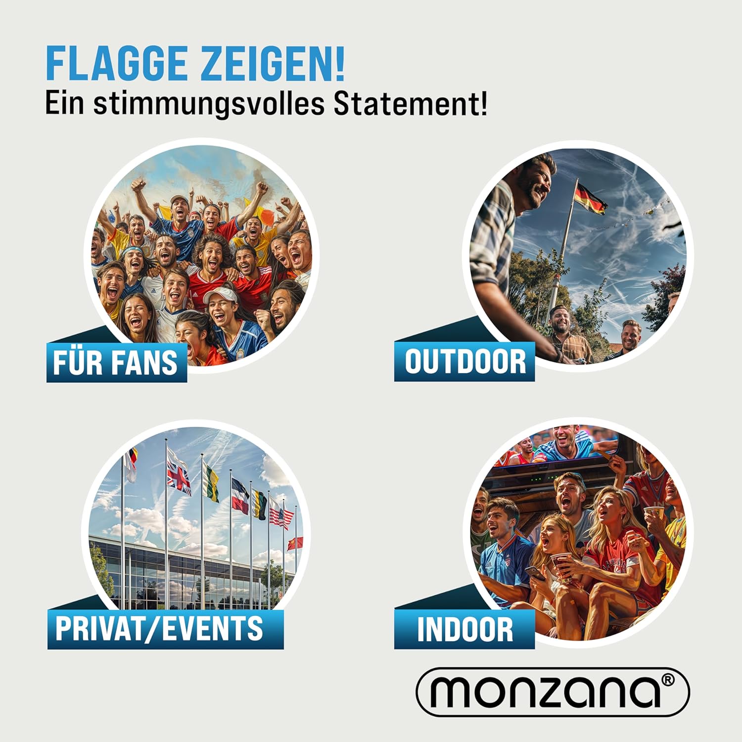 MONZANA® Deutschland Flagge 150x90cm Deutschlandfahne Metallösen strapazierfähig Fahne 100% Polyester Garten Outdoor Indoor Länder doppelt umsäumte Kanten Pflegeleicht — Ansicht 6
