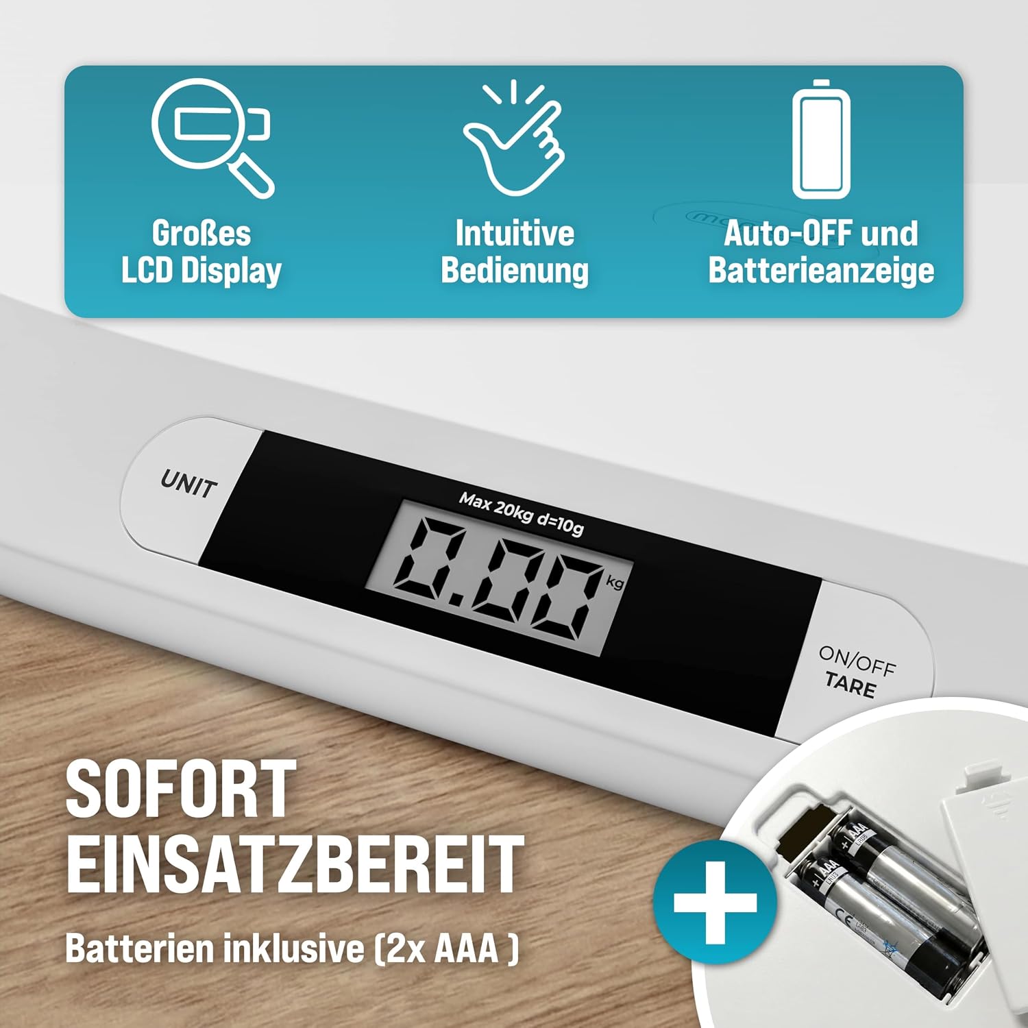MONZANA® Digitale Babywaage bis 20 kg Säuglingswaage mit Tara-Funktion - Große Liegefläche LCD-Display Stillwaage Holdfunktion Hunde & Katzen Kleintiere — Ansicht 6
