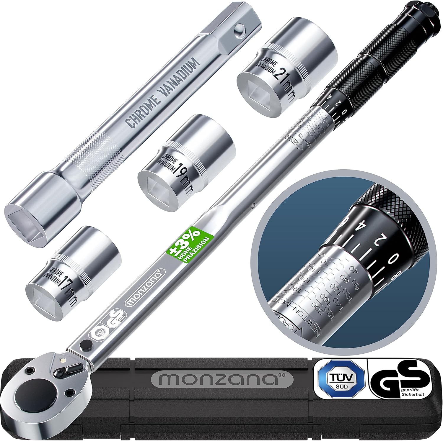 Monzana® Drehmomentschlüssel 6tlg. Set 40-210Nm 