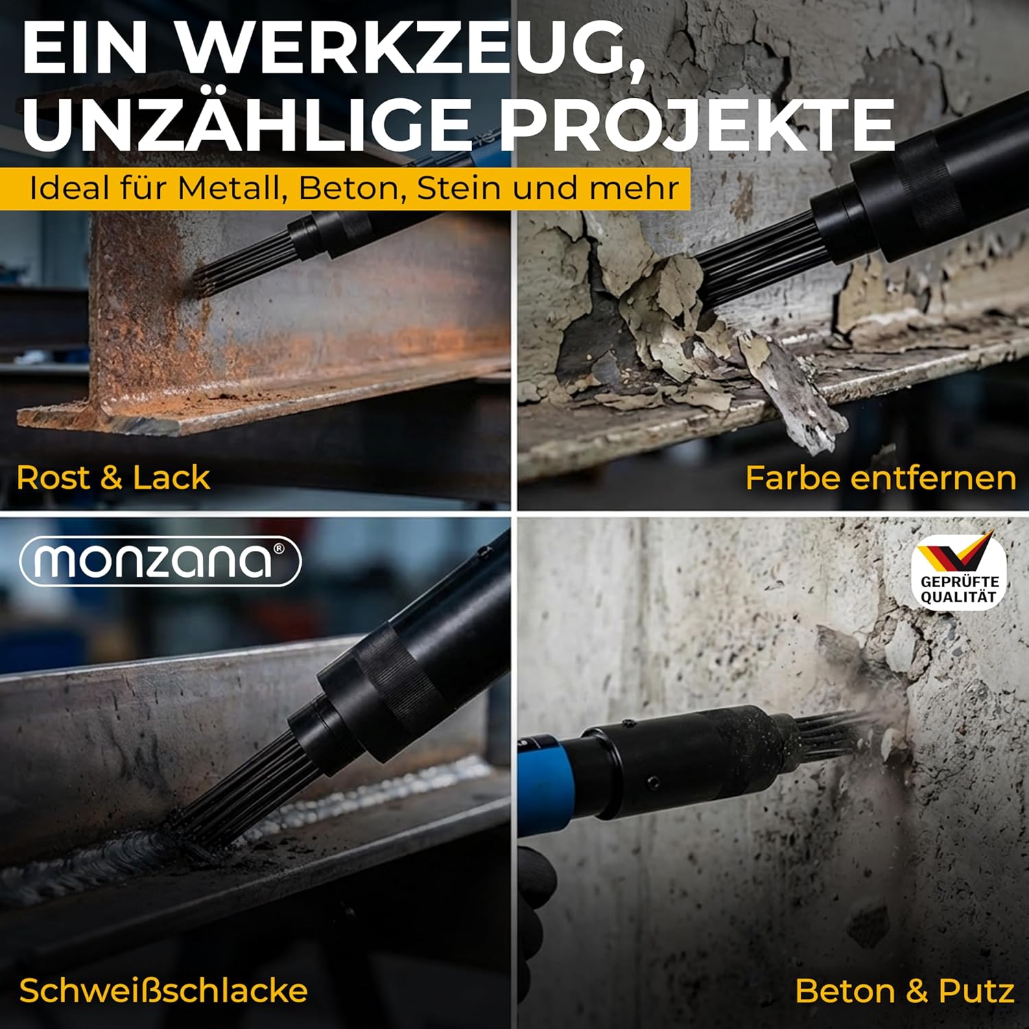 MONZANA® Druckluft Nadelentroster Ersatzkopf 4000 U/min bis 260 l/min Nadelpistole Entroster Rost Lackentferner — Ansicht 6