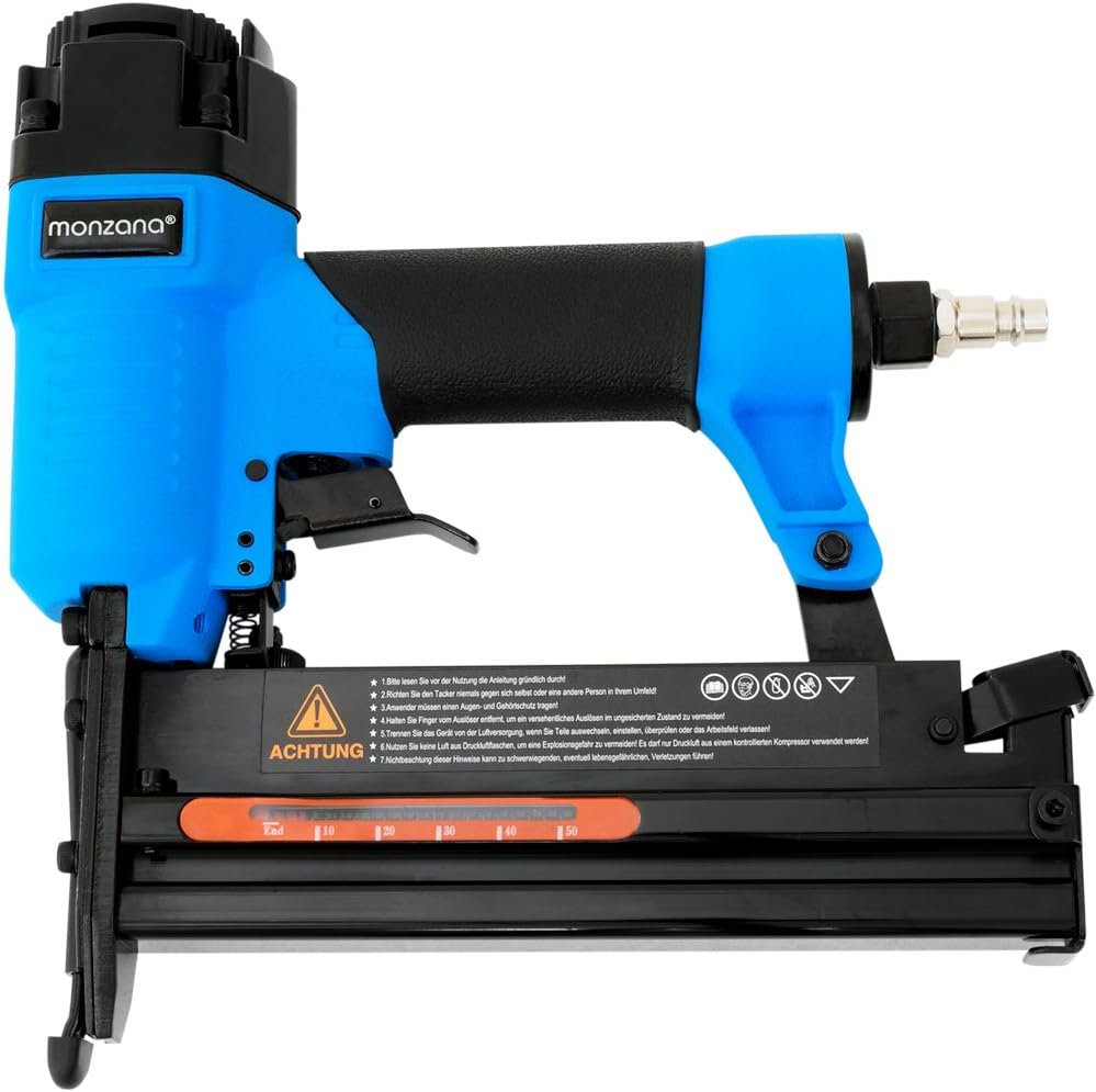 MONZANA® Druckluftschlauch Aufroller Automatisch 10m 1/4' Schlauchtrommel 12 bar 180° Schwenkbar inkl Drucklufttacker 2in1 Klammern Nägel Kompressor Set — Ansicht 3