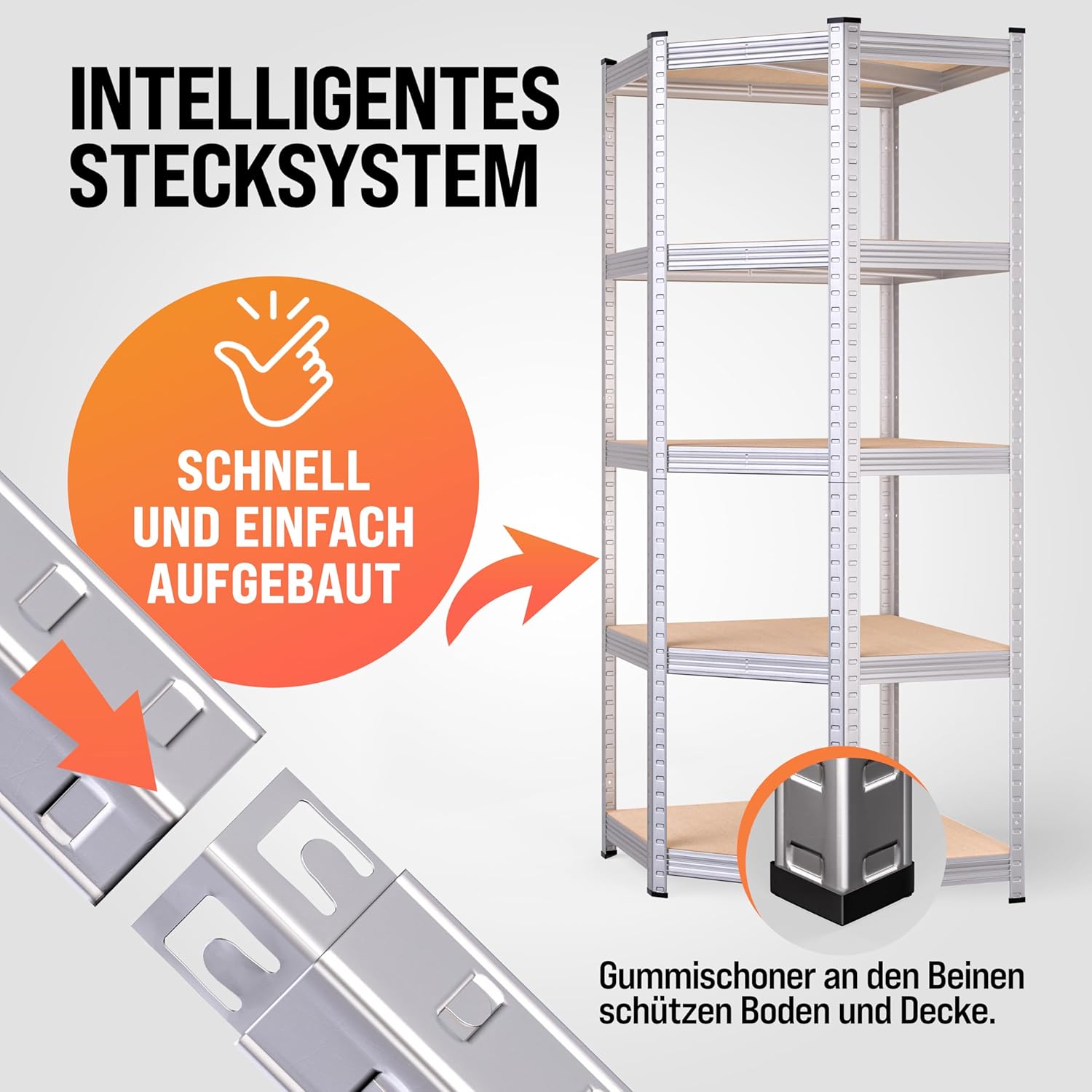 Monzana® Eckregal Lagerregal 180x70x40cm 875 kg 5 MDF-Platten Regal Schwerlastregal Kellerregal Steckregal Werkstattregal — Ansicht 4