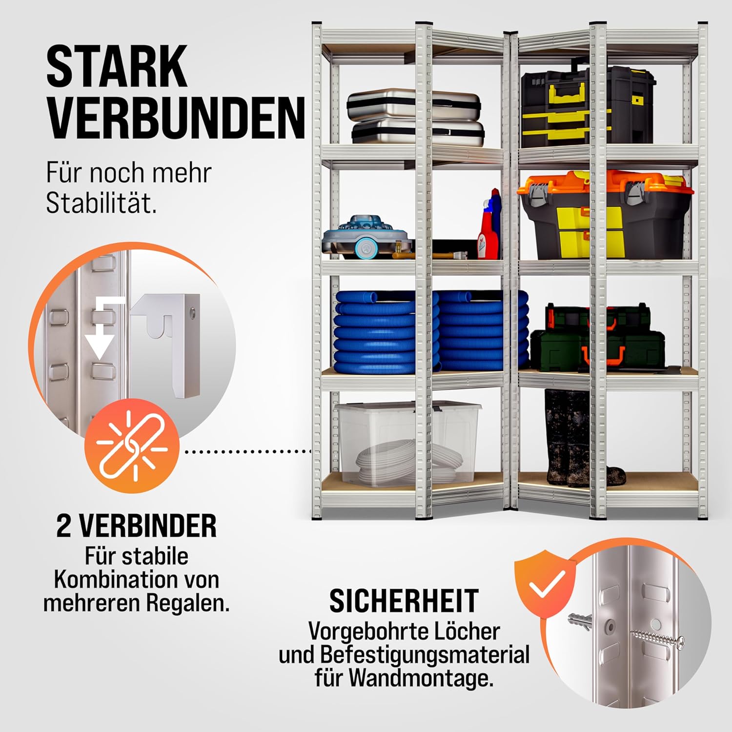 Monzana® Eckregal Lagerregal 180x70x40cm 875 kg 5 MDF-Platten Regal Schwerlastregal Kellerregal Steckregal Werkstattregal — Ansicht 5