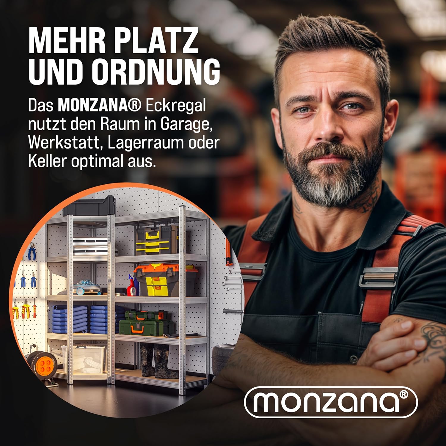 Monzana® Eckregal Lagerregal 180x70x40cm 875 kg 5 MDF-Platten Regal Schwerlastregal Kellerregal Steckregal Werkstattregal — Ansicht 6