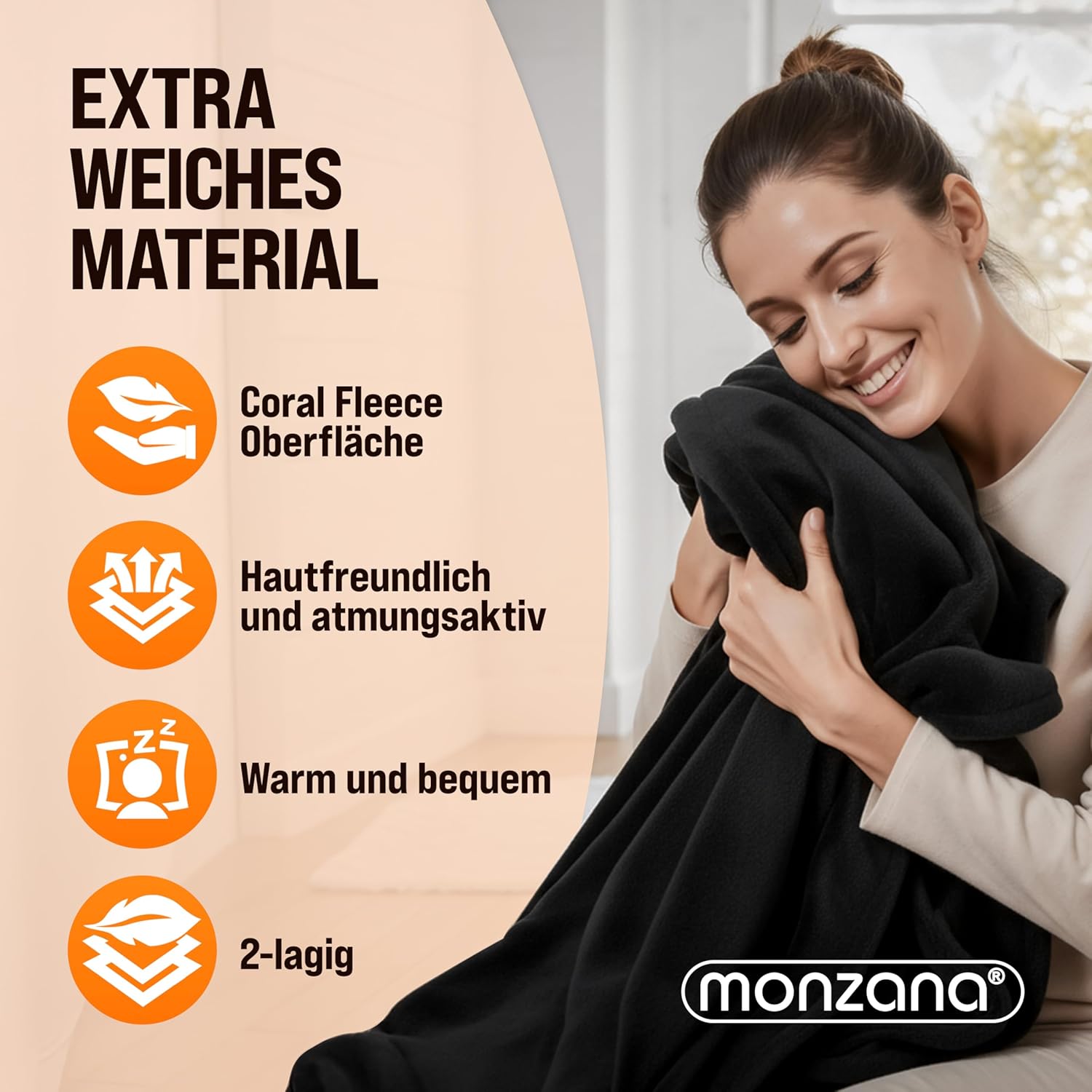 Monzana® Elektrische Heizdecke 180x130cm 120W 10 Heizstufen 10h Timer Abschaltautomatik Überhitzungsschutz waschbar Fleece Wärmedecke für Bett schwarz — Ansicht 6