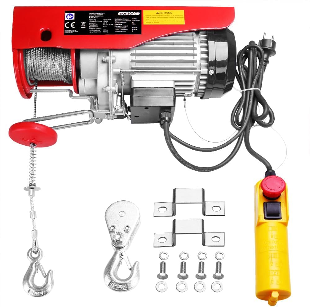 MONZANA® elektrische Seilwinde 400kg bis 800kg Hubhöhe 12m Seilzug Motorwinde Flaschenzug Hebezug Seilhebezug Kettenzug — Ansicht 2