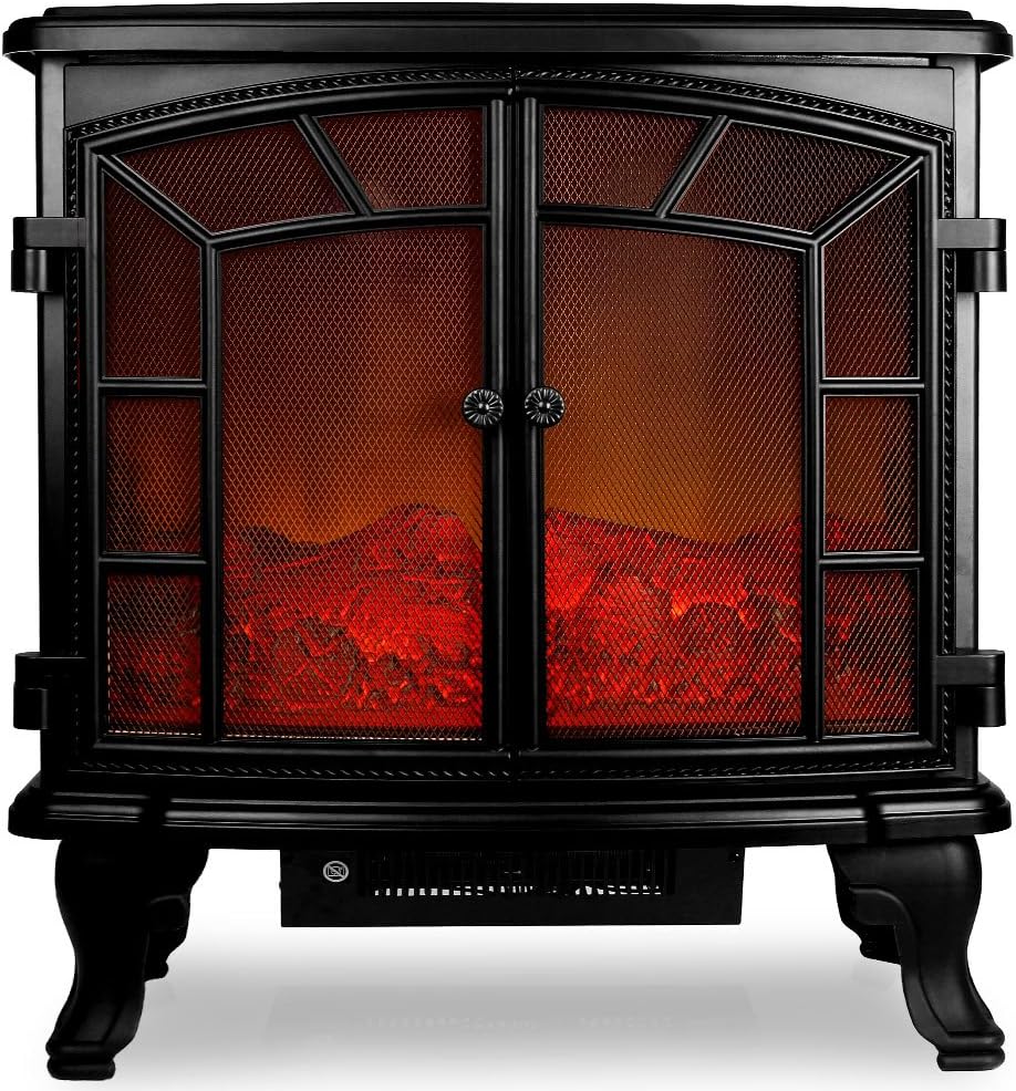 MONZANA® Elektrokamin LED Flammeneffekt 2000W Heizlüfter Elektrisch 2 Heizstufen Fernbedienung Heizung Timer Kamin Wohnzimmer Ofen 70x36x66cm Schwarz — Ansicht 2