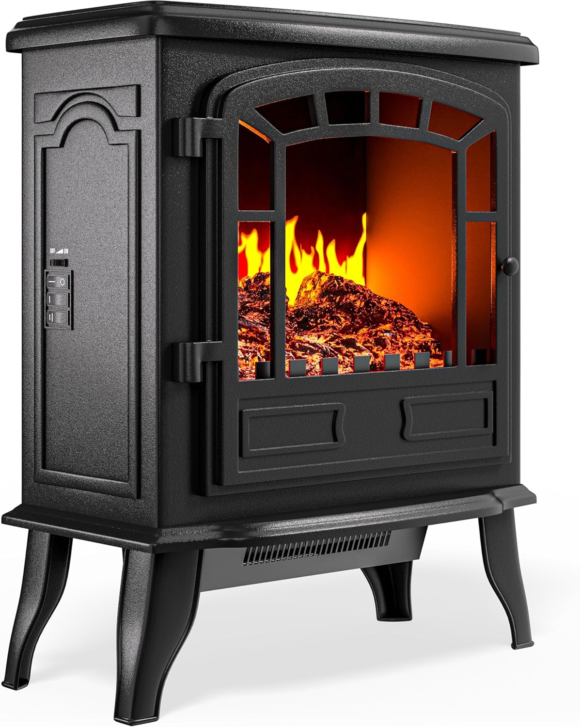 MONZANA® Elektrokamin mit LED Flammeneffekt Heizlüfter 2000W 2 Heizstufen Kamin Ofen Heizung Wohnzimmer 39x24x57cm Schwarz