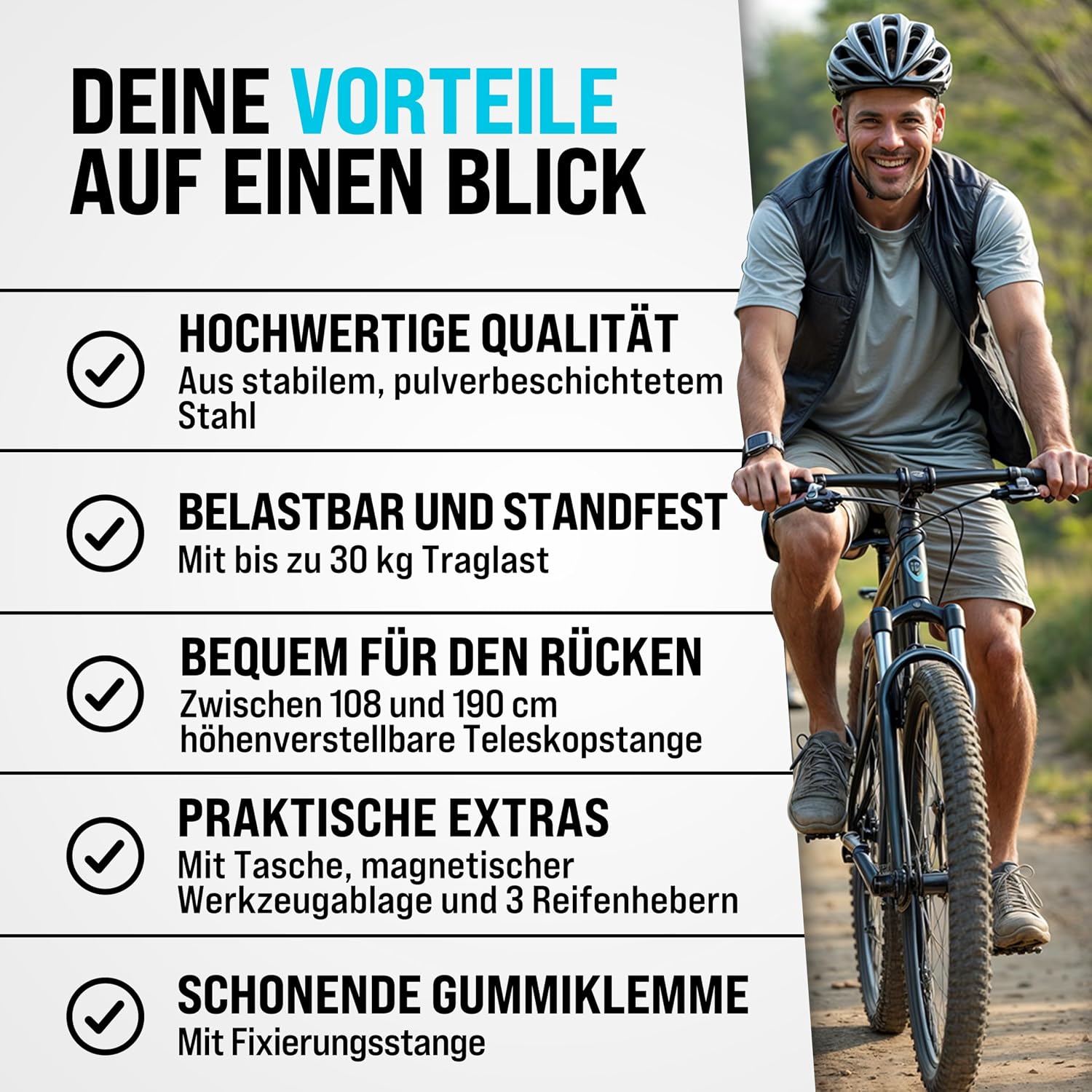 MONZANA® Fahrradmontageständer 30 kg mit Drehmomentschlüssel 1/4 Zoll Set Profi klappbar Tragetasche Reifenheber 1-25 Nm Bitset Transportbox — Ansicht 5