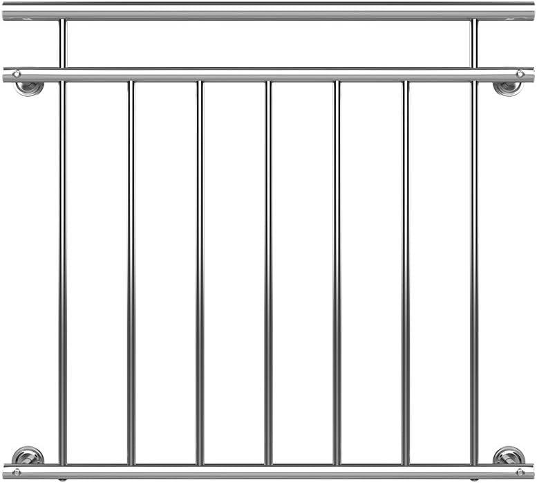 MONZANA® Französischer Balkon Edelstahl Pflegeleicht 90x100cm 7 Füllstäbe Balkongeländer Terrassengeländer Fensterschutz — Ansicht 3