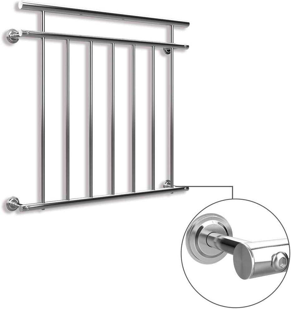 MONZANA® Französischer Balkon Edelstahl Pflegeleicht 90x100cm 7 Füllstäbe Balkongeländer Terrassengeländer Fensterschutz — Ansicht 5