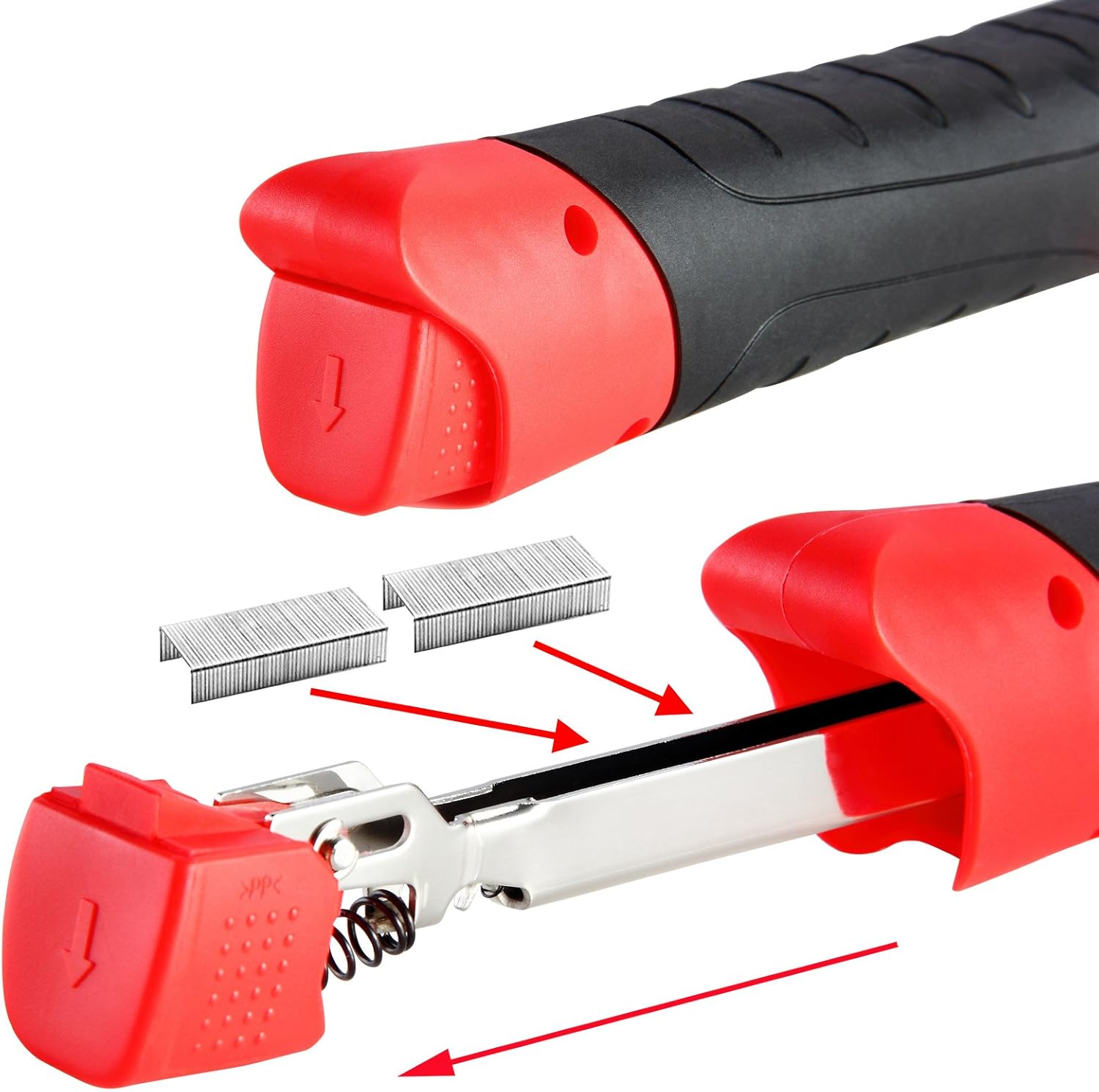 MONZANA® Hammertacker Stahl rostfrei 6-14mm 500 Klammern Klammerzieher Schiebeverriegelung Schlagtacker Handtacker Tacker — Ansicht 3