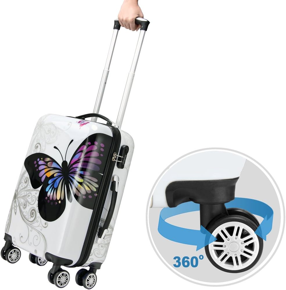 MONZANA® Hartschalenkoffer Set Butterfly Basic Reisekoffer Trolley Koffer ABS Zwilllingsrolle Alu-Teleskopgriff Schloss — Ansicht 2