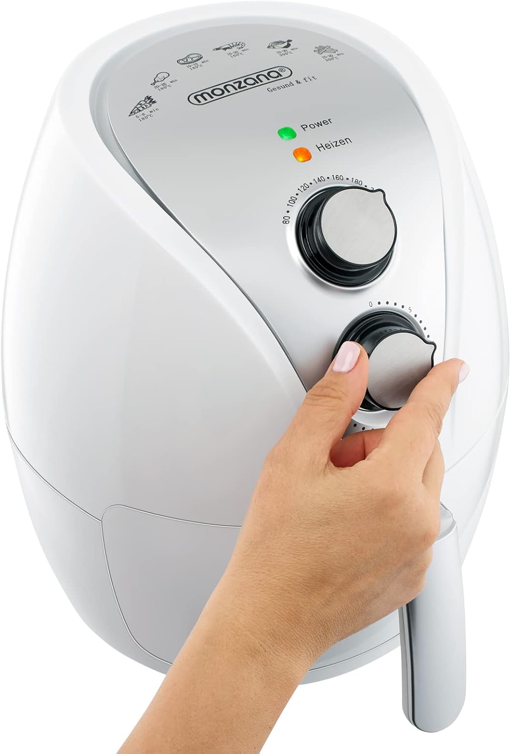 MONZANA® Heißluftfritteuse 3,6L Edelstahl - Air Fryer Mit Antihaftbeschichtung, Timereinstellung, Temperatureinstellung 80-200°C, 1500W, Spülmaschinengeeignet, Automatische Abschaltung — Ansicht 6