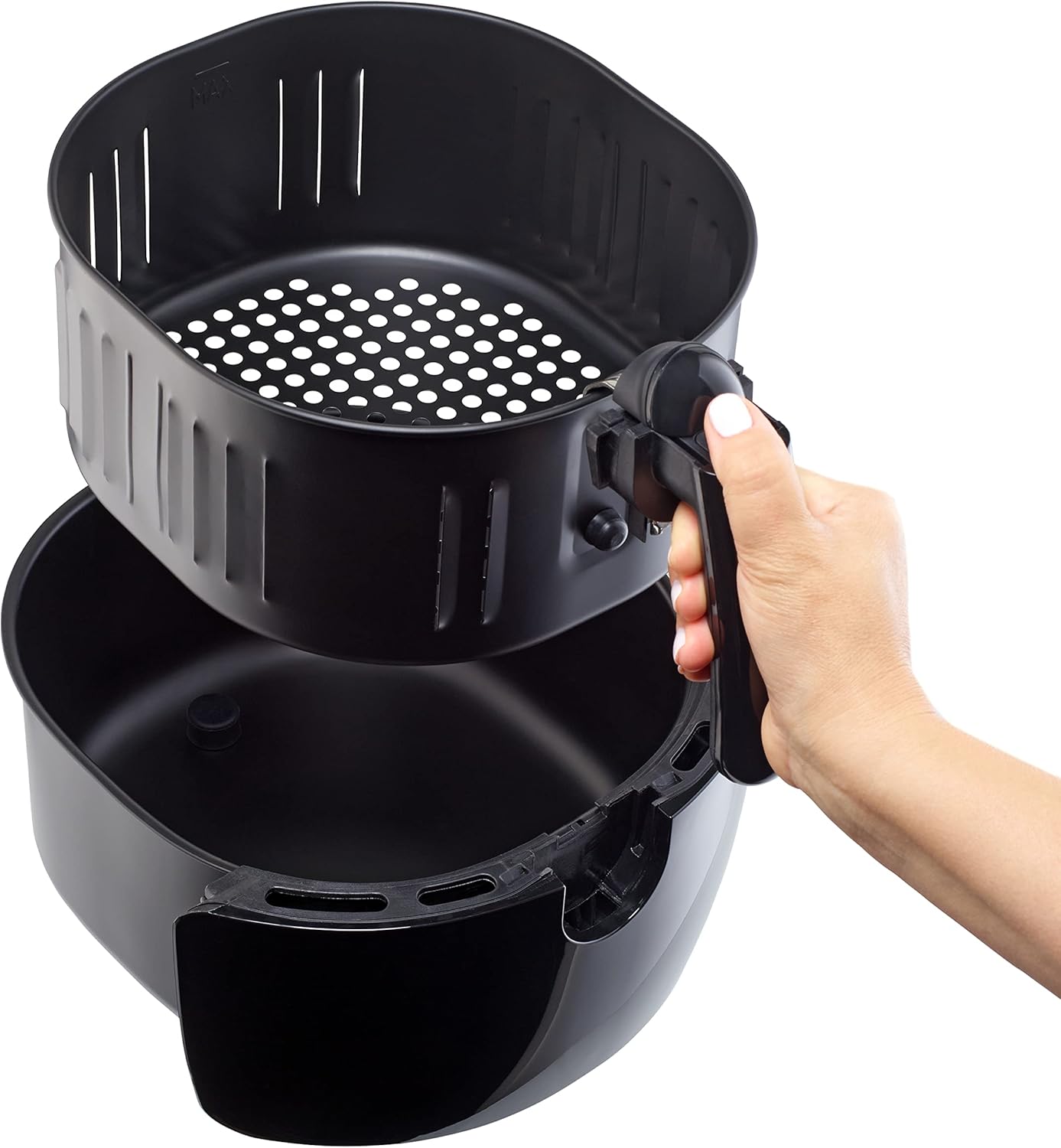MONZANA® Heißluftfritteuse 6,5 Liter inkl. Kuchenform Pizzapfanne Grillrost Heißluftofen 1850 W ohne Fett Öl Küche Rezeptheft Kunststoff Schwarz — Ansicht 4