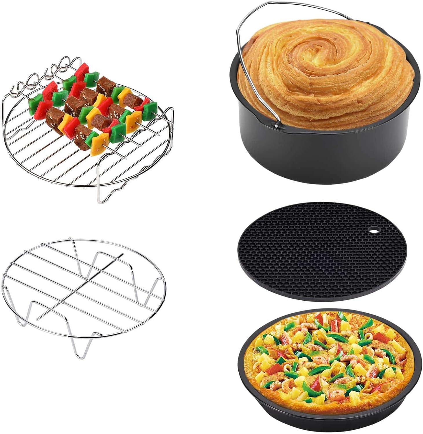 MONZANA® Heißluftfritteuse 6,5 Liter inkl. Kuchenform Pizzapfanne Grillrost Heißluftofen 1850 W ohne Fett Öl Küche Rezeptheft Kunststoff Schwarz — Ansicht 6