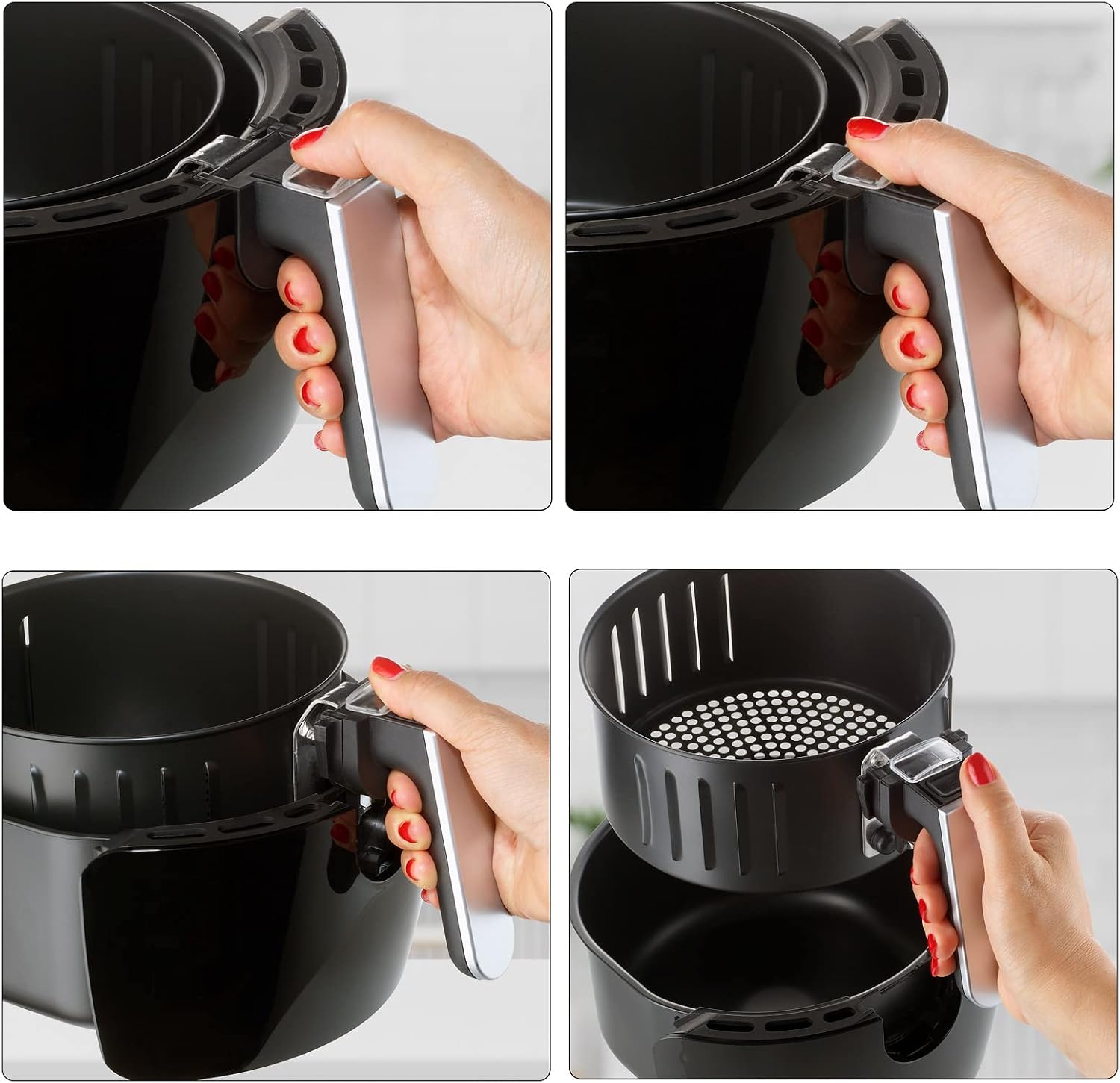 MONZANA® Heißluftfritteuse Digitales LED Touch Display 3,6L Ohne Öl Fett 6 Programme Antihaftbeschichteter Frittierkorb Fritteuse Heißluftofen Schwarz — Ansicht 5