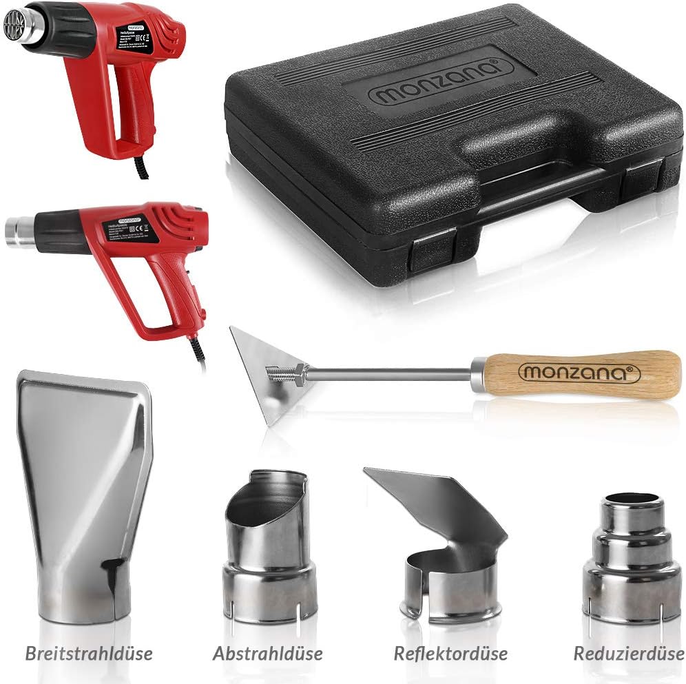 MONZANA® Heißluftpistole 2000 W mit Koffer mit 4 Düsen Farbkratzer 2 Heizstufen Heißluftfön Heißluftgebläse Grillanzünder — Ansicht 6