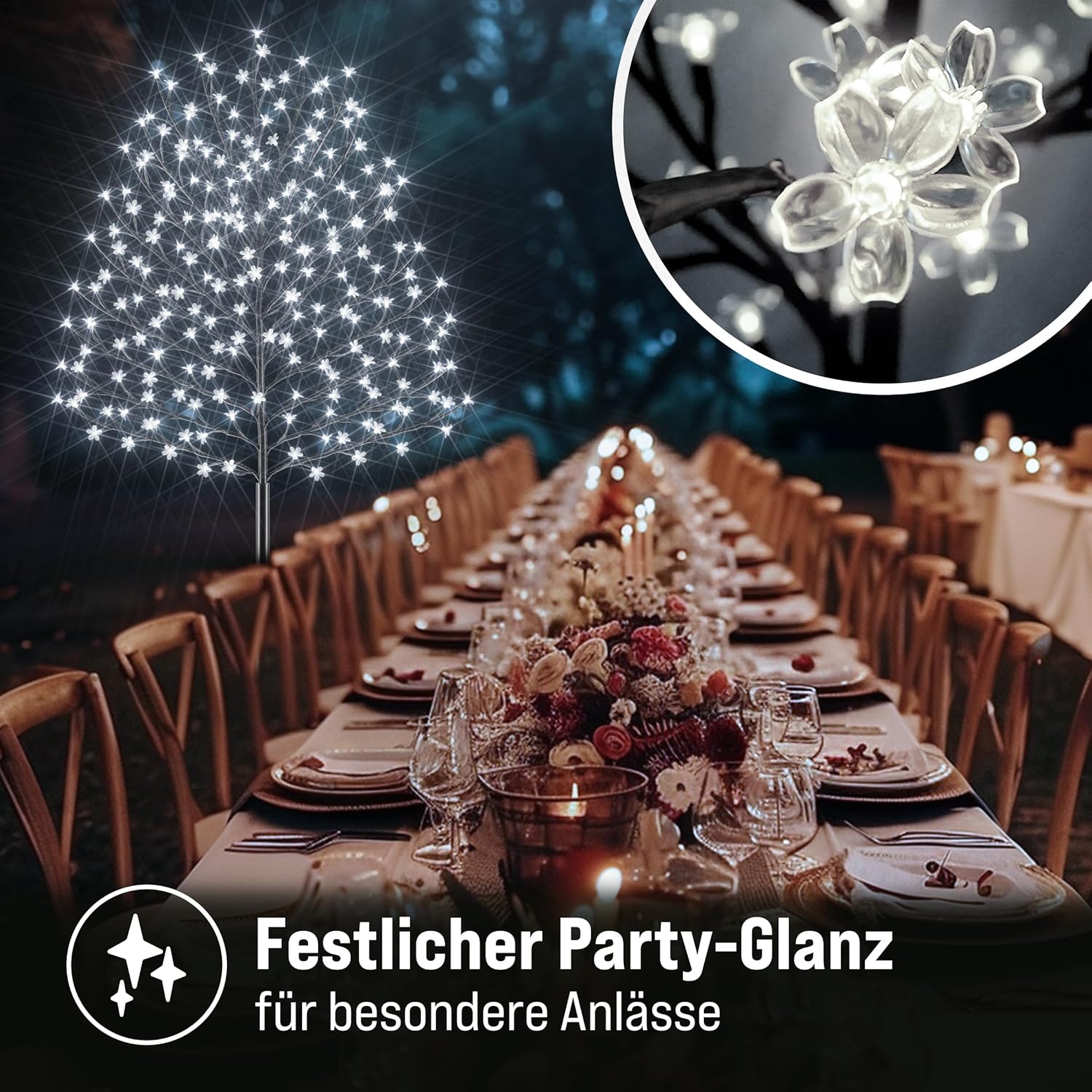 MONZANA® Kirschbaum Beleuchtet 220 cm 220 LED Kaltweiß Außen Innen Timer Künstlich Weihnachten Weihnachtsdeko Kirschblütenbaum Leuchtbaum Lichterbaum — Ansicht 4