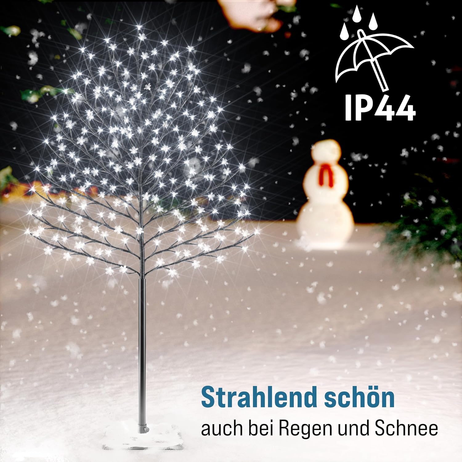 MONZANA® Kirschbaum Beleuchtet 220 cm 220 LED Kaltweiß Außen Innen Timer Künstlich Weihnachten Weihnachtsdeko Kirschblütenbaum Leuchtbaum Lichterbaum — Ansicht 6