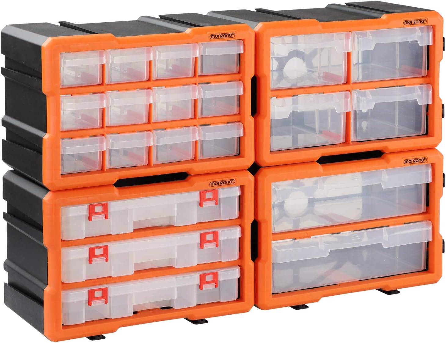 MONZANA® Kleinteilemagazin Sortimentskasten erweiterbar 72 Fächer Sortierbox für Kleinteile Aufbewahrungsbox Werkstatt