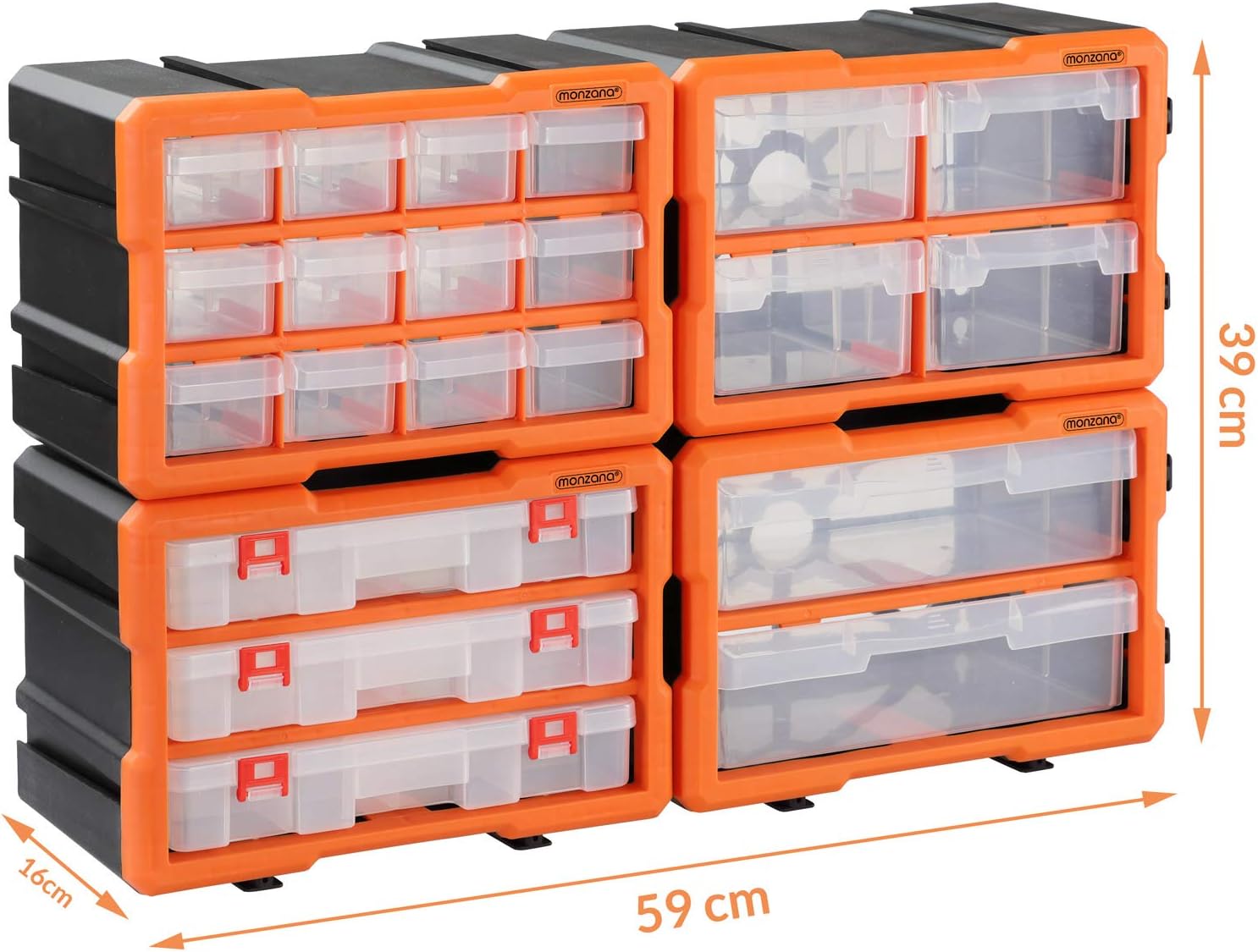MONZANA® Kleinteilemagazin Sortimentskasten erweiterbar 72 Fächer Sortierbox für Kleinteile Aufbewahrungsbox Werkstatt — Ansicht 5