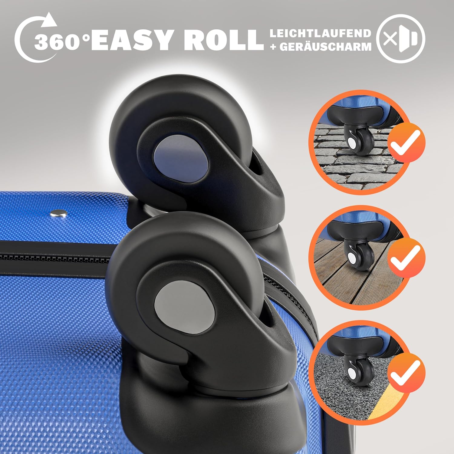 Monzana® Kofferset Baseline 3er Hartschalen-Koffer Trolley Reisekoffer Rollkoffer Handgepäck 4 Rollen M-L-XL Set Blau — Ansicht 4