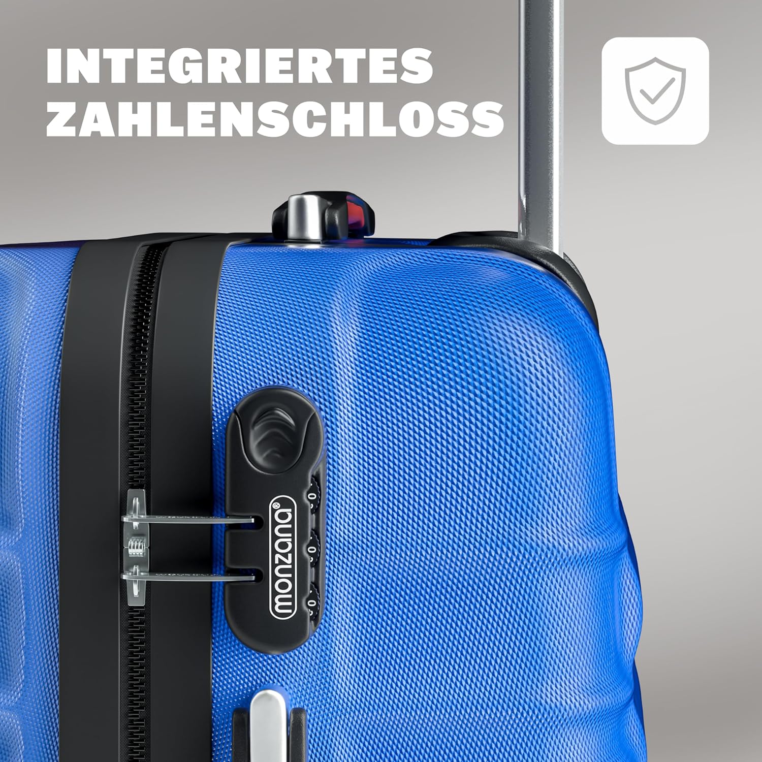 Monzana® Kofferset Baseline 3er Hartschalen-Koffer Trolley Reisekoffer Rollkoffer Handgepäck 4 Rollen M-L-XL Set Blau — Ansicht 5