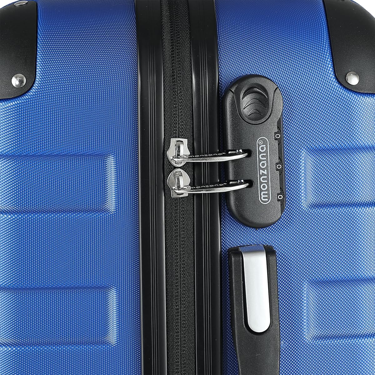 MONZANA® Kofferset Essential Hartschalen Koffer S-M-L-XL Gel-Griffe 4 Rollen Kantenschutz Hardcase Schloss Füße Trolley Rollkoffer Reisekoffer 4er Set blau — Ansicht 4