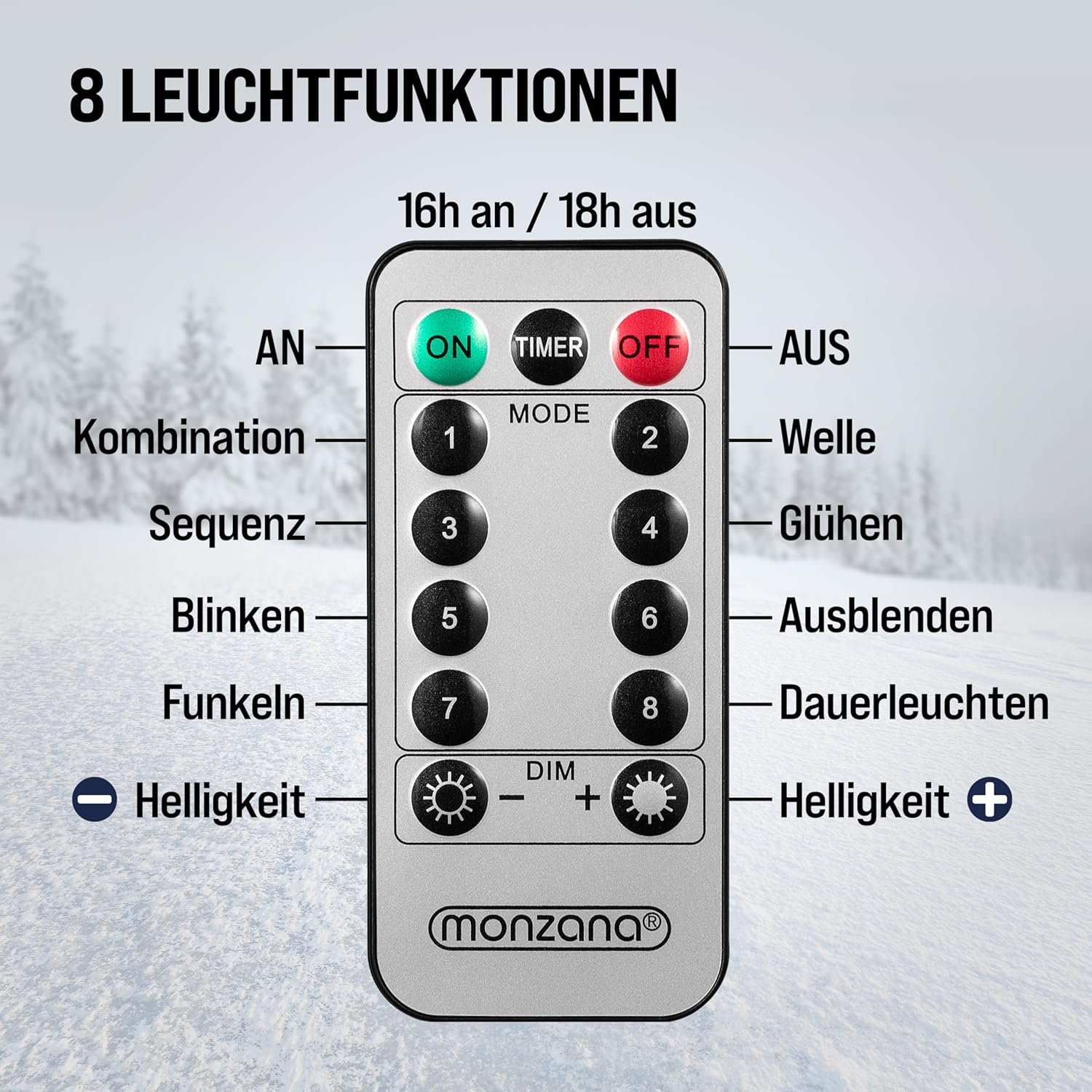MONZANA® LED Weihnachtsmann Leiter XXL 240cm In-/Outdoor Timer 8 Leuchtfunktionen Fernbedienung dimmbar Santa Claus Nikolaus Weihnachten Deko Figur — Ansicht 3