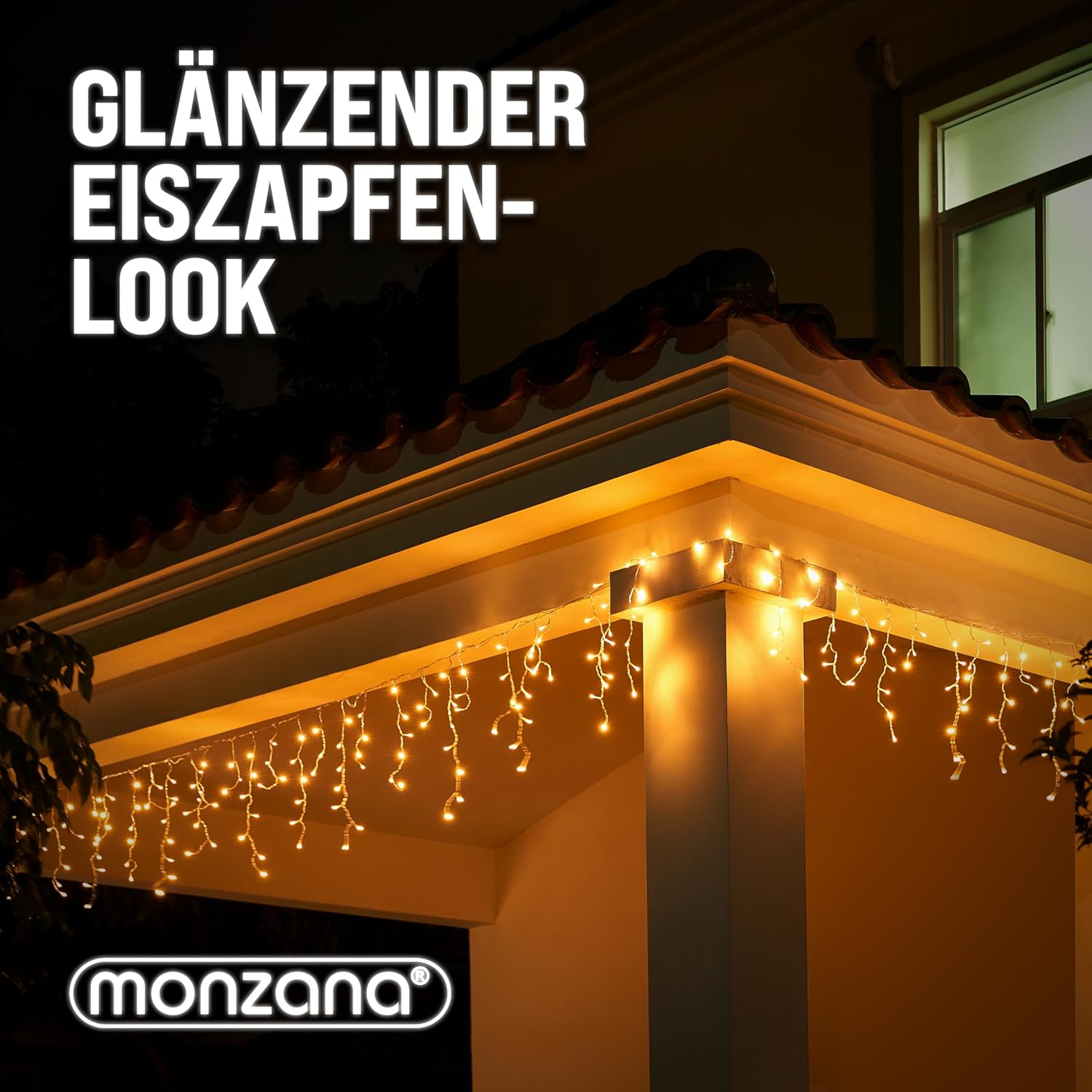 Monzana® Lichterkette 600 LED Außen Innen 20m Regenlichterkette Lichtervorhang Eisregen Fenster Deko Weihnachten Beleuchtung Warmweiß — Ansicht 4