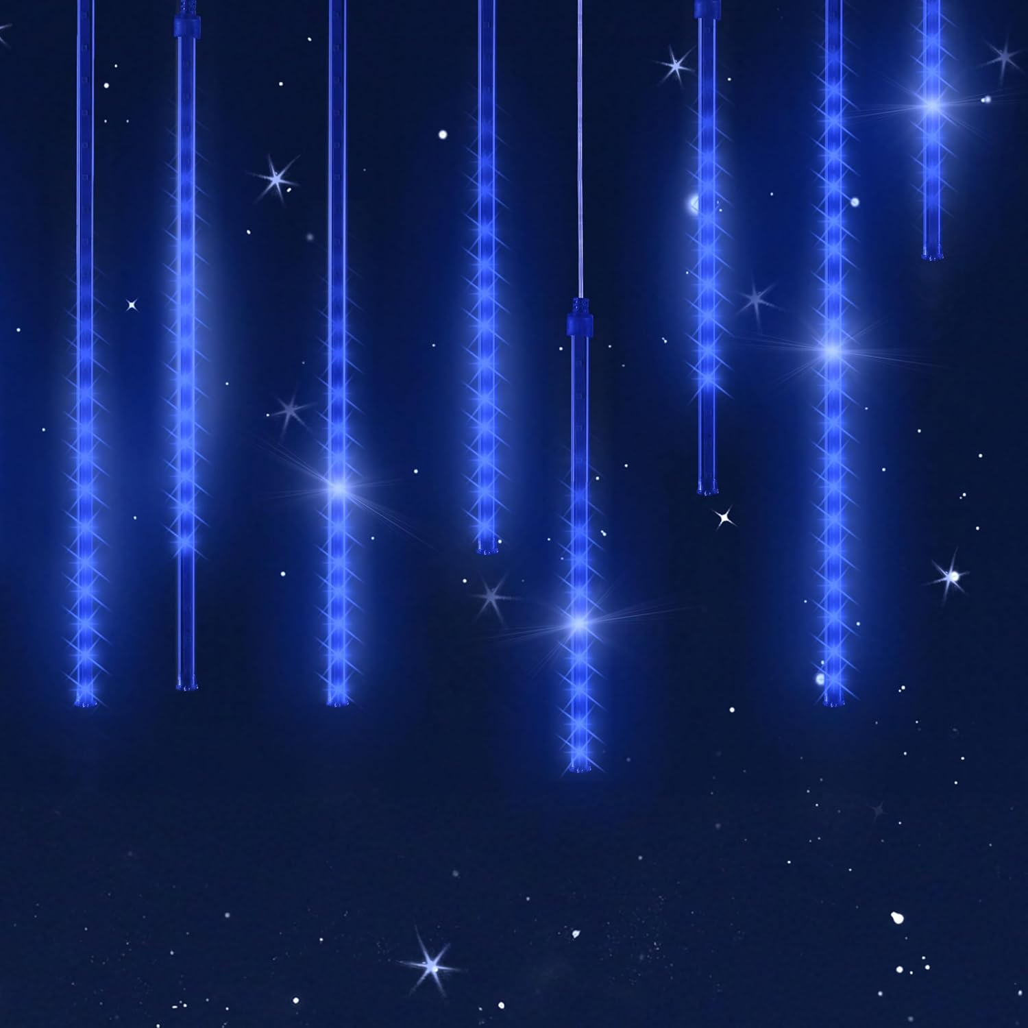 Monzana® Lichterkette Meteorschauer 480 LED Außen Wasserdicht 10 Röhre je 50 cm Innen Weihnachten Eisregen Regenlichterkette Weihnachtsbeleuchtung Blau — Ansicht 2