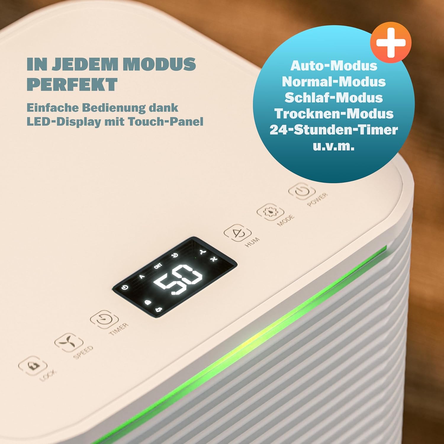MONZANA® Luftentfeuchter elektrisch 15-20m2 12L/Tag LED-Display 24-Std-Timer Raumentfeuchter Bad Wohnung Raumluftentfeuchter Luftreiniger Allergiker — Ansicht 3